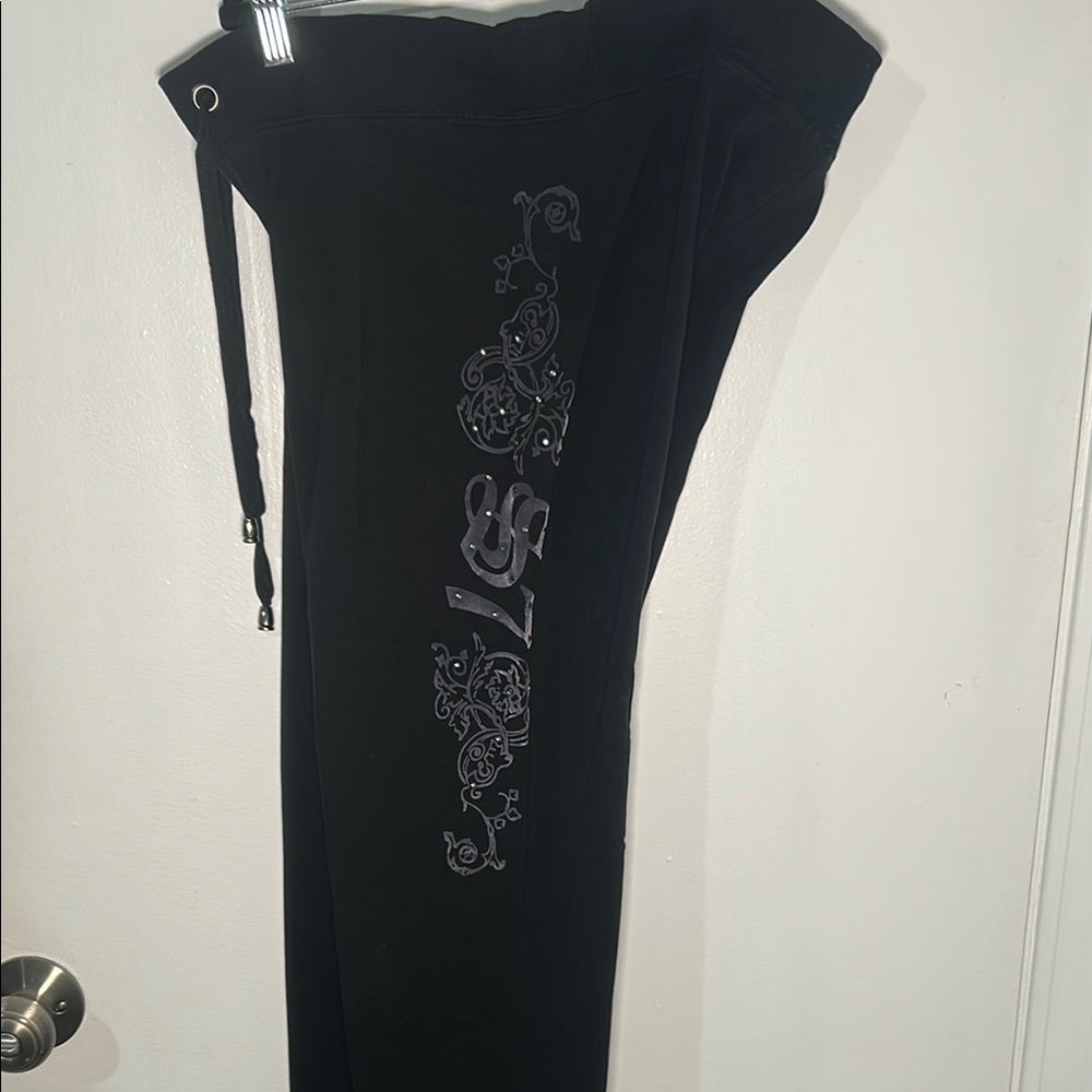 Y2K Rhinestone Design Black Sweat Suit - Picture 11 of 12